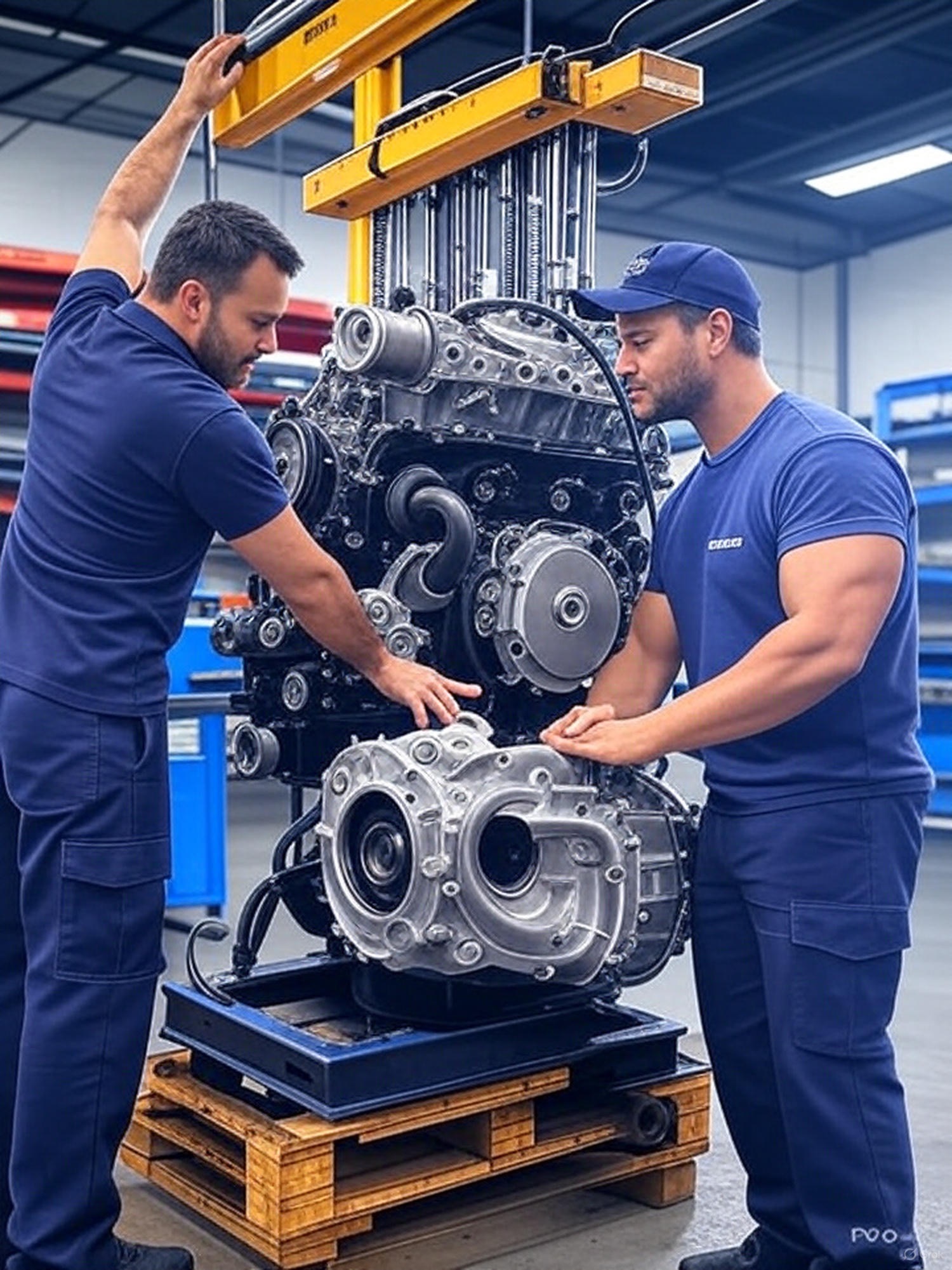OnPoint Generators technicians performing a detailed engine repair